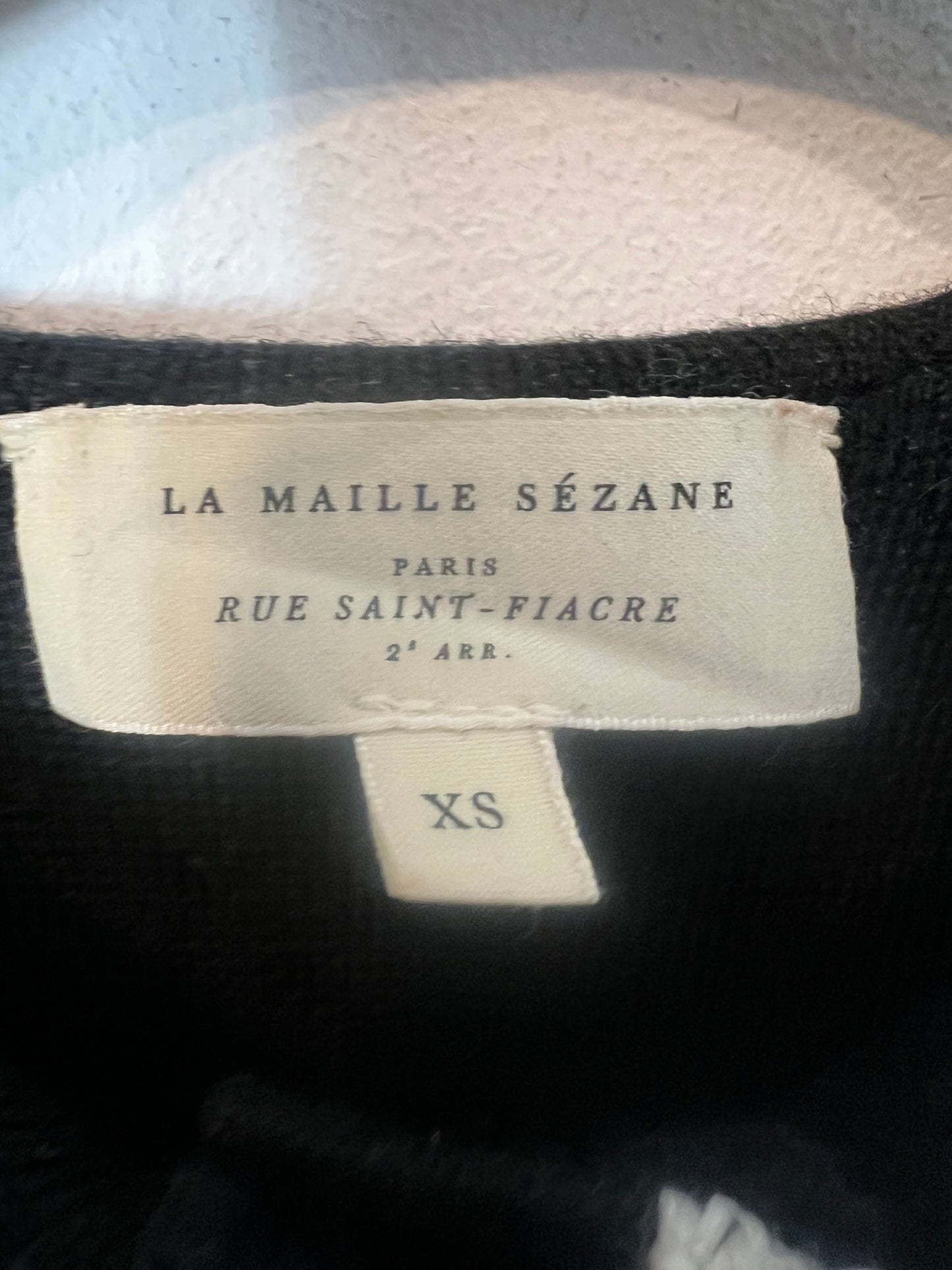 SEZANE. Black wool cardigan with a T.xs collar