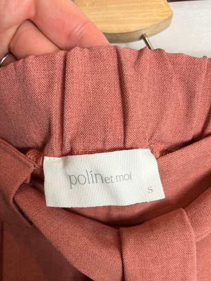 POLÍN ET MOI. Pantalón fluido rosa jaspeado. T S