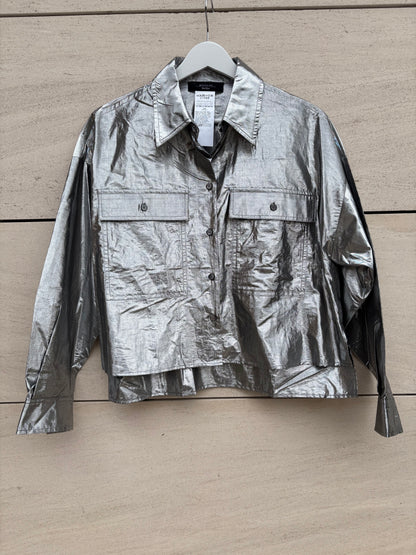WEEKEND MaxMara. Camisa plateada textura