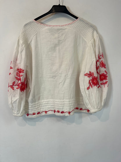 SPRINGFIEL. Embroidered white blouse T.36