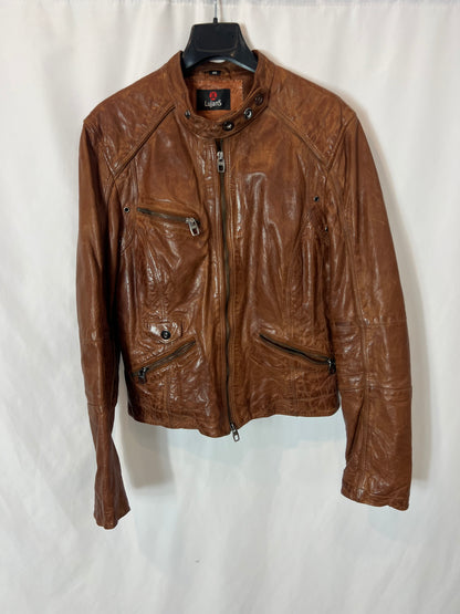 LUJANS. Chaqueta piel marrón. T 46 (S)