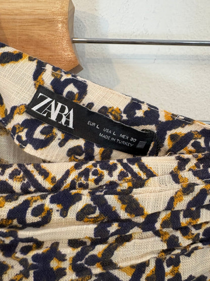 ZARA. Falda efecto pareo algodón. T L