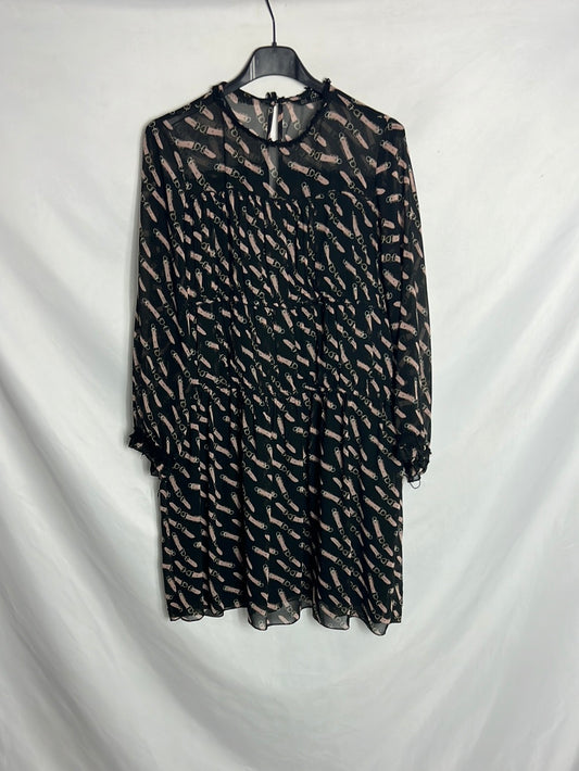 ZARA. Vestido negro fruncidos. T XS