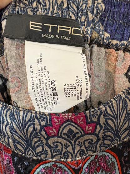 ETRO. Flowy trousers with a burgundy print. Size 36