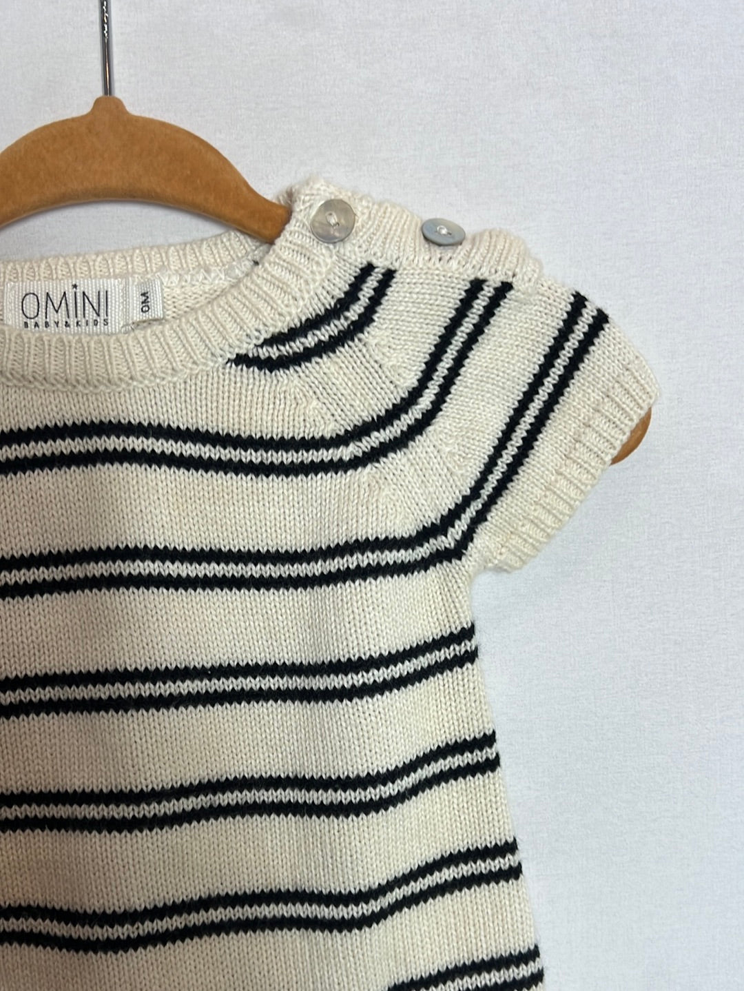 OMINI. Striped knit romper. Size 0 months