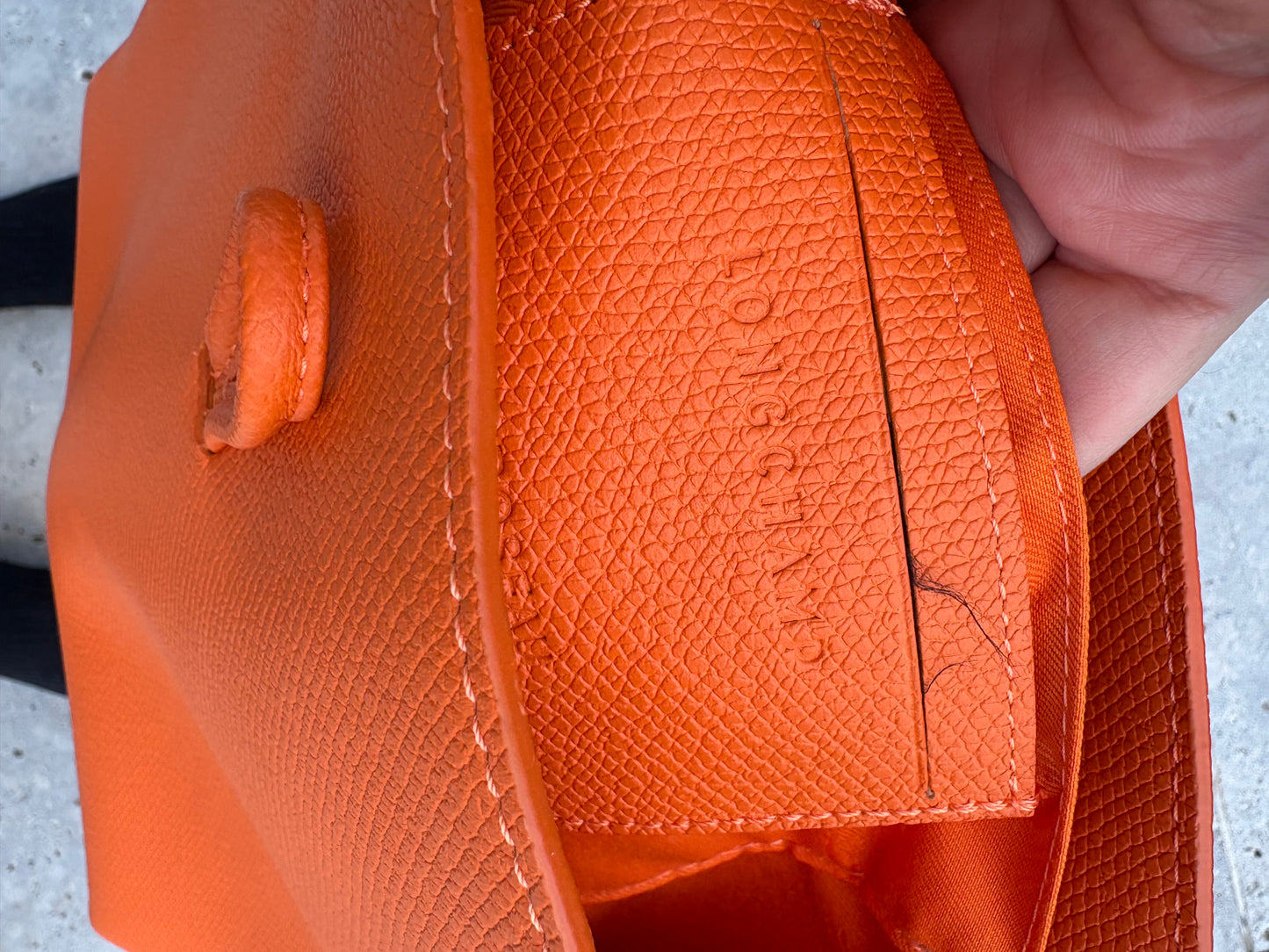 LONGCHAMP. Bolso naranja de hombro