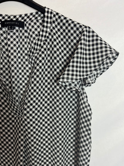 CORTEFIEL. Top gasa cuadros vichy. T M