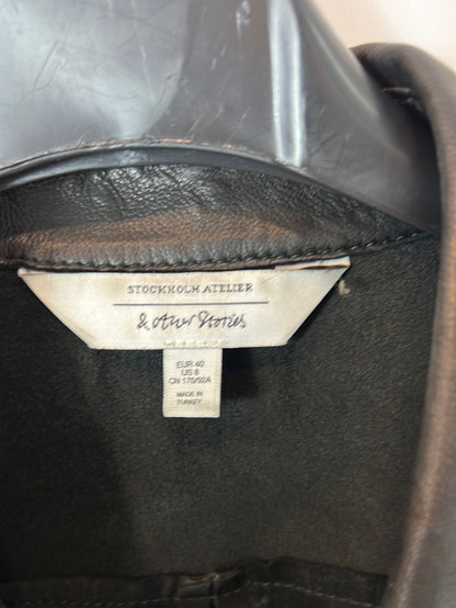 &amp;OTHER STORIES. Black leather overshirt, size 40