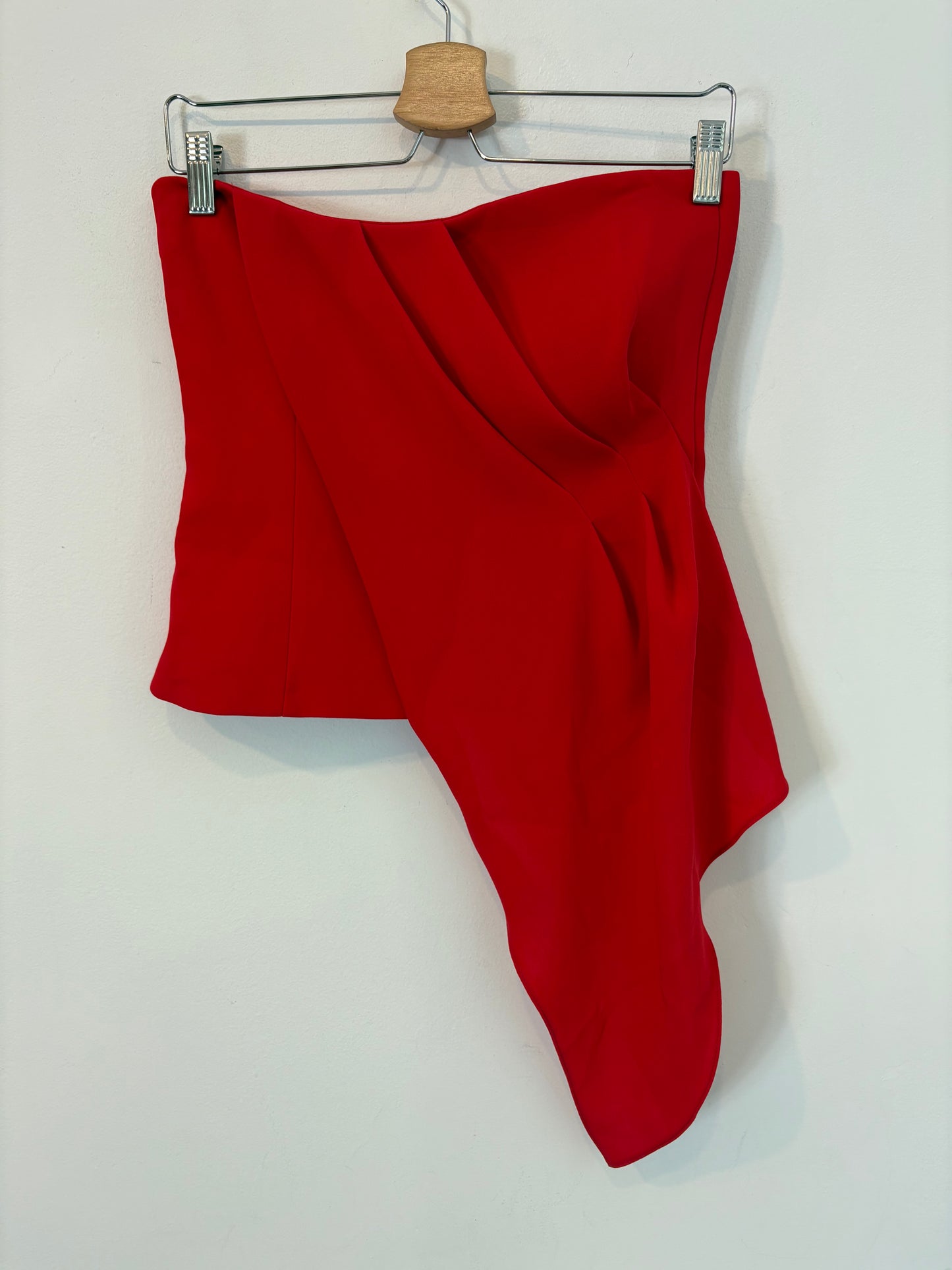 ZARA. top rojo palabra de honor T.s