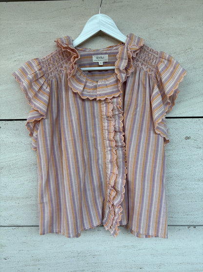 FEEKA. Blusa rayas y volante