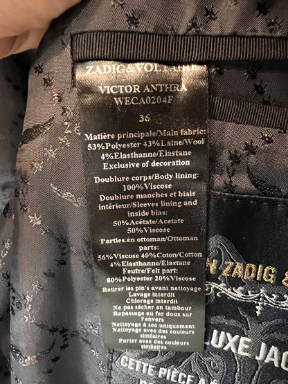 ZADIG&VOLTAIRE. Blazer gris marengo y negra detalle solapa. T 36