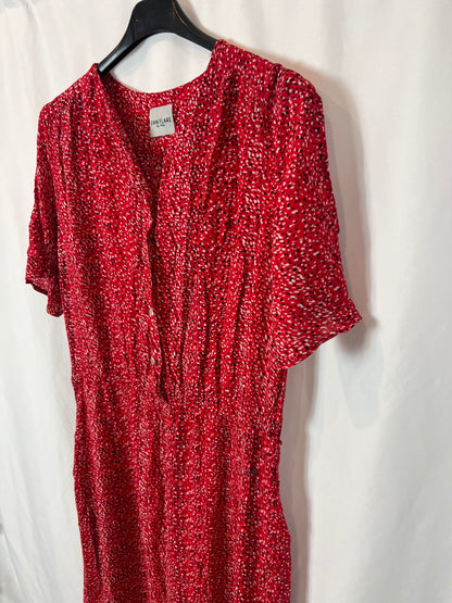 FINN FALRE. Vestido midi rojo estampado . T M