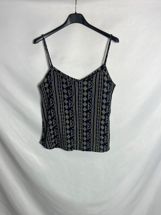 MANGO. Top azul estampado. T S