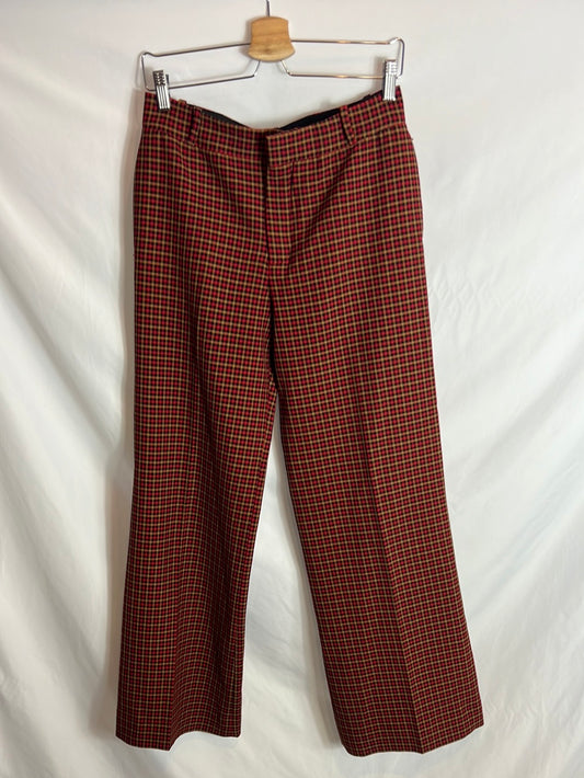ZARA. Wide-leg checked trousers. Size XS
