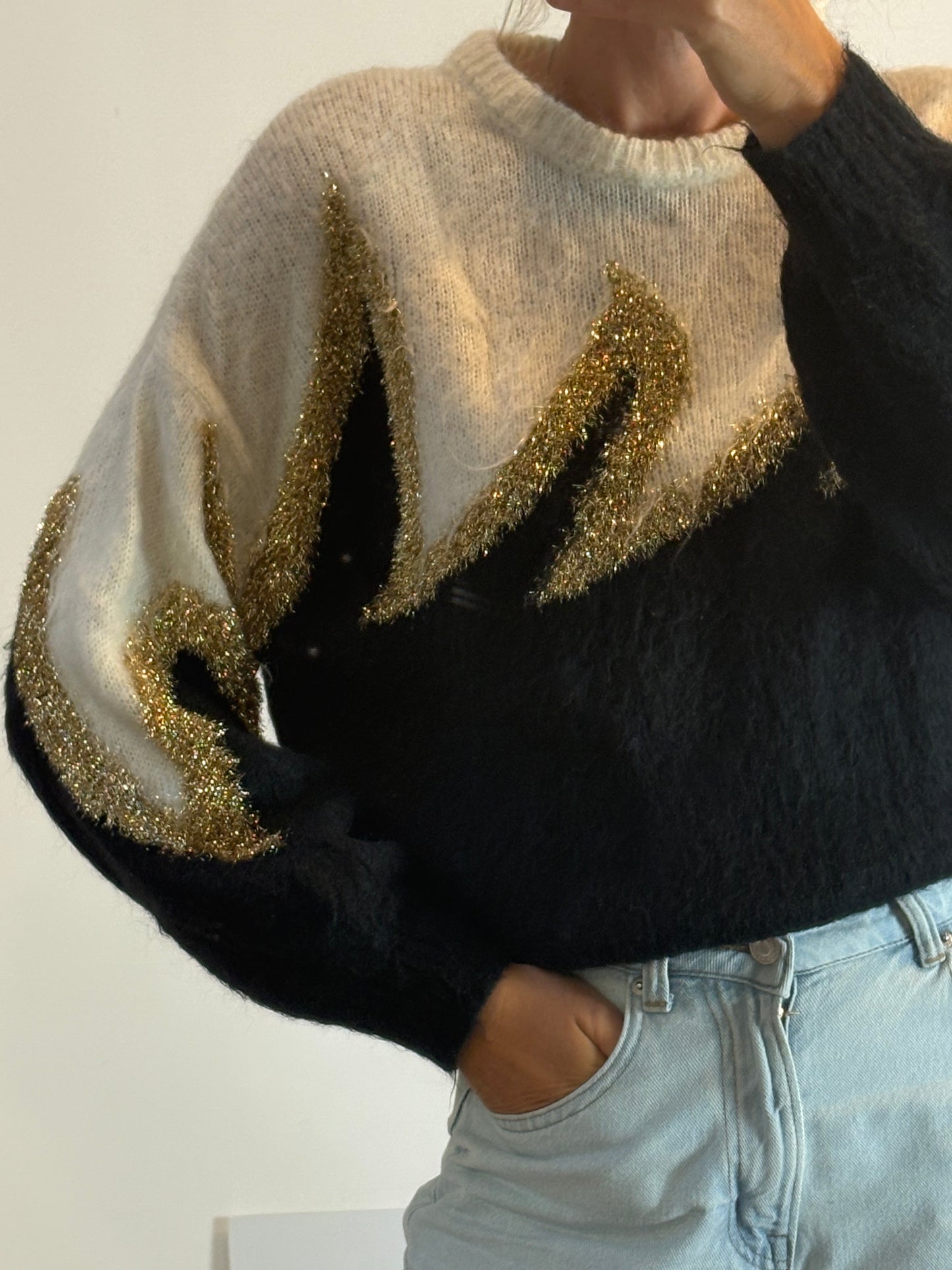 ANIYE BY. Gold thread sweater. TS