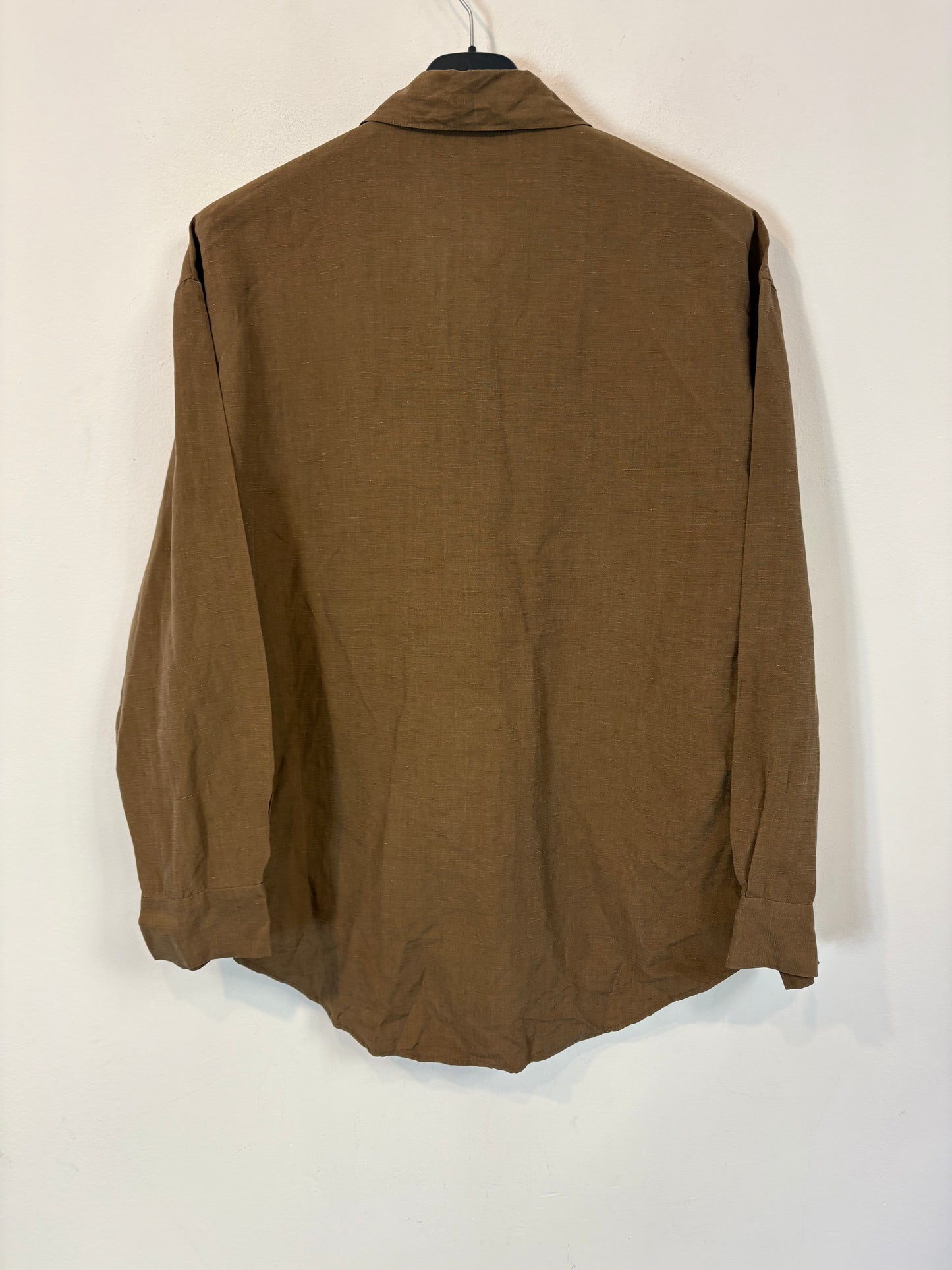 CORTANA. Camisa marrón lino y seda. T 38