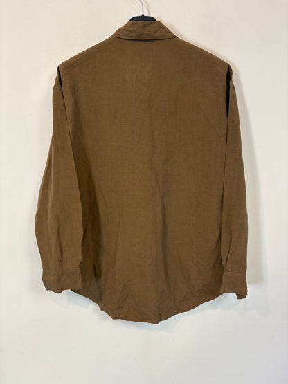CORTANA. Camisa marrón lino y seda. T 38