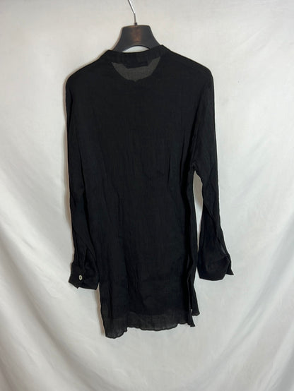 ZARA. Camisa negra tejido plisado  T.XS