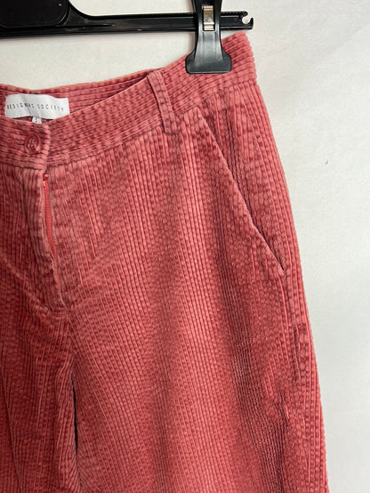DESIGNERS SOCIETY. Pantalón recto pana rosa. T S (Tara)
