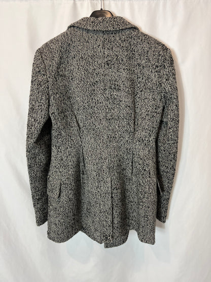 SFERA. Abrigo jaspeado negro y blanco T.s