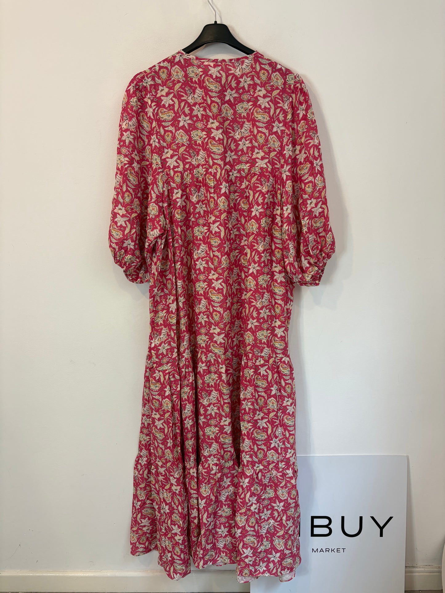 POPPELIN. Vestido largo estampado rosa