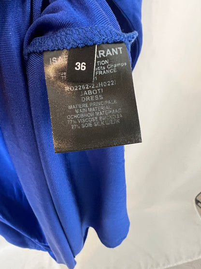 ISABEL MARANT. Flowing Klein blue dress with shoulder detail. Size 36