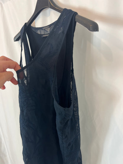 MAISON SCOTCH. Double-layered embroidered blue top. Size 3(L)