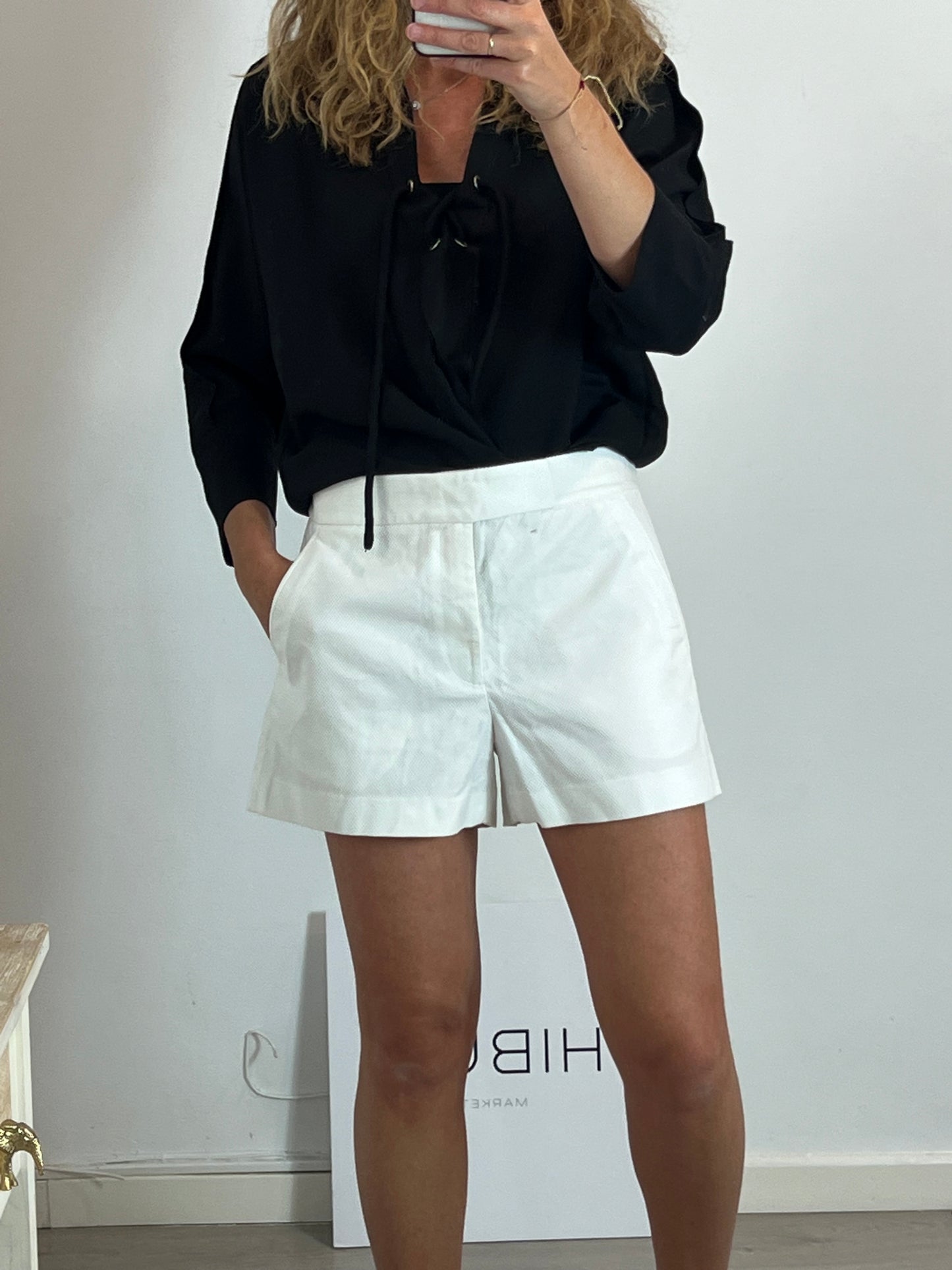 POLO RALPH LAUREN. White piqué Bermuda shorts. Size 38