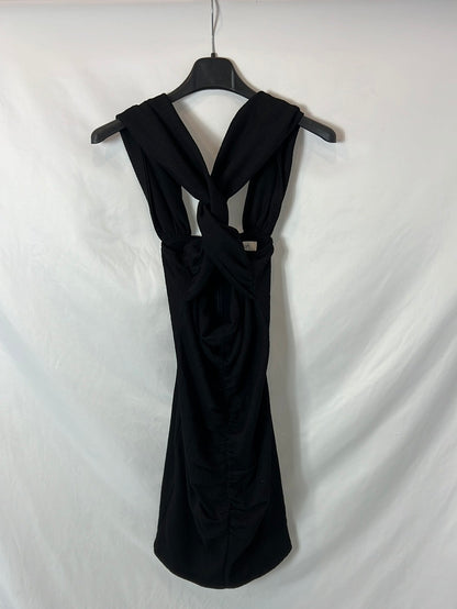 MIOH. Vestido negro escote cruzado. T XS