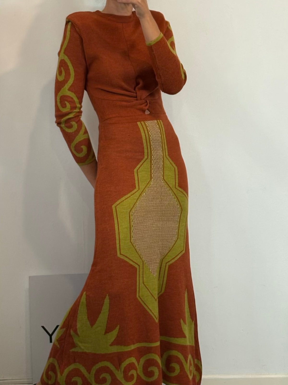 PANAMBI. Vestido largo estampado lana