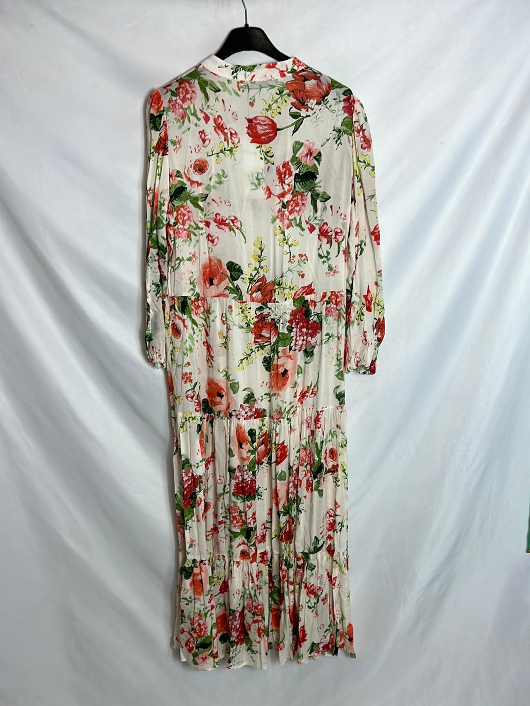 ZARA. Vestido flores camisero T.s