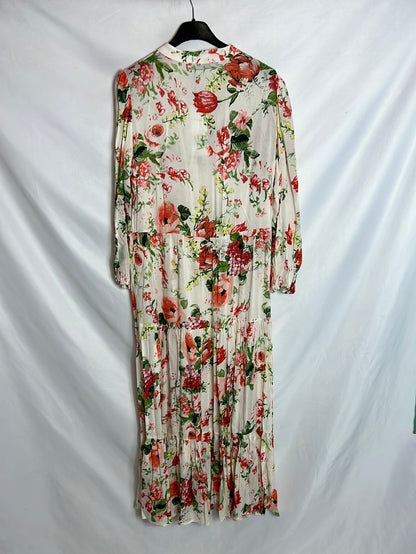 ZARA. Vestido flores camisero T.s
