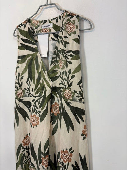 Vestido largo estampado hojas