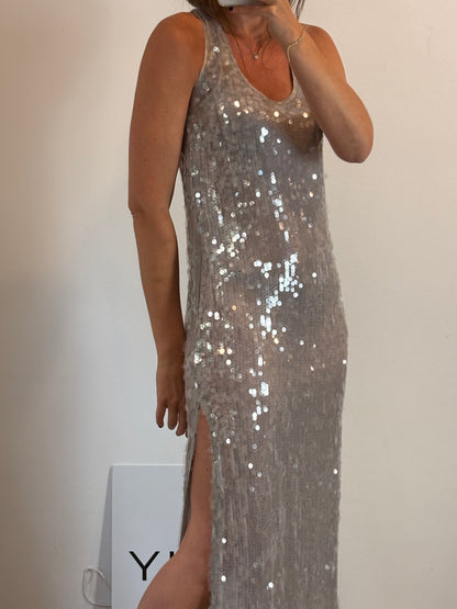 ZARA. Vestido largo lentejuelas T.xs