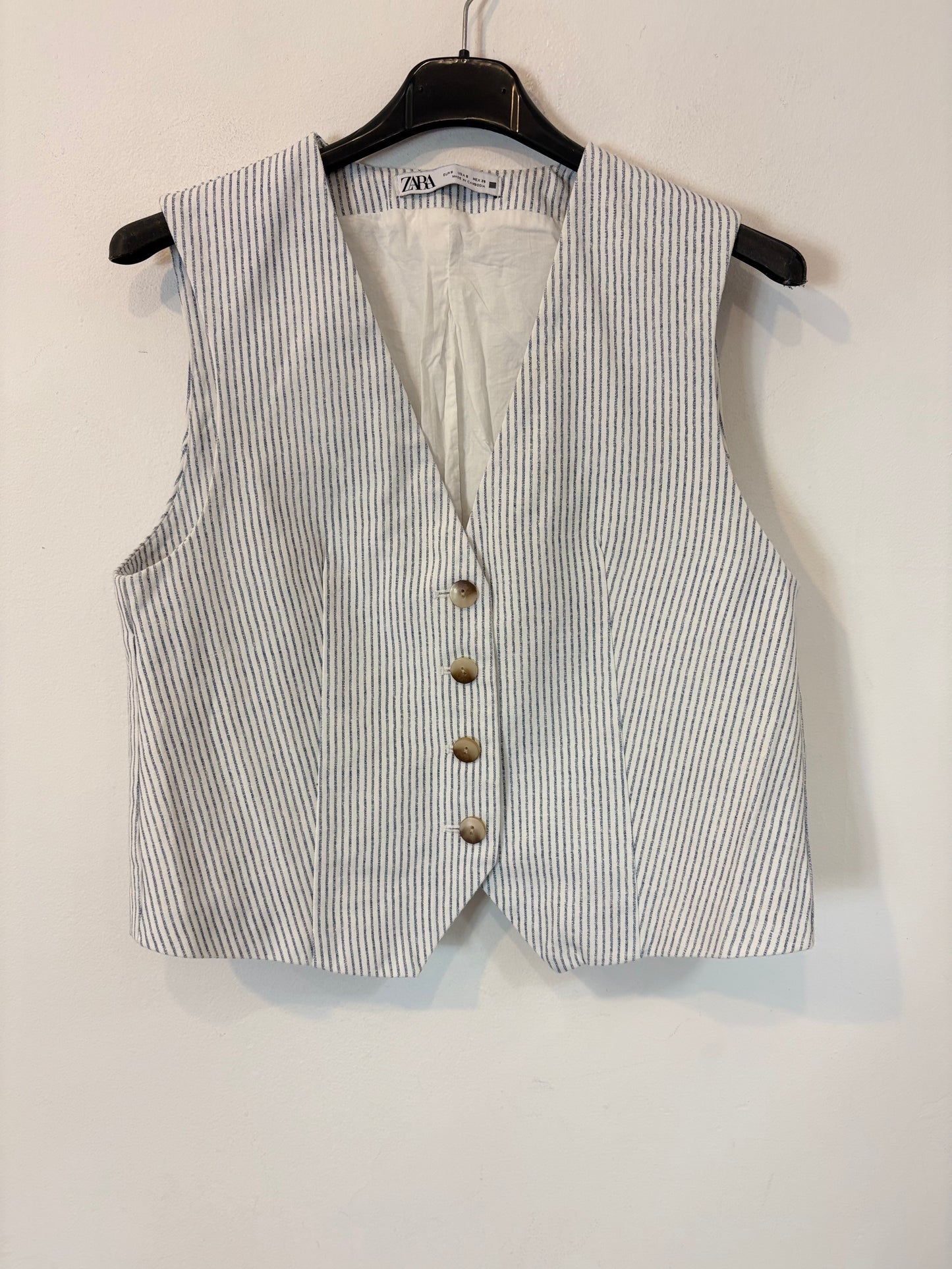 ZARA. Chaleco rayas azules. T S