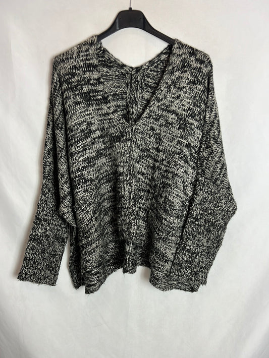 OTRAS. Jersey jaspeado lana escote pico. T U ( M)