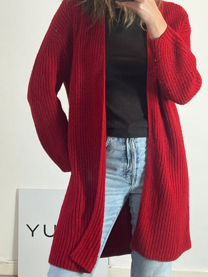 MANGO. Red open cardigan Ts