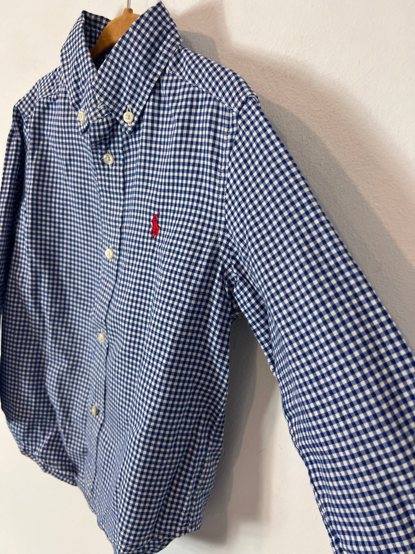 RALPH LAUREN. Camisa cuadros mini azules y blancos. T 3 años