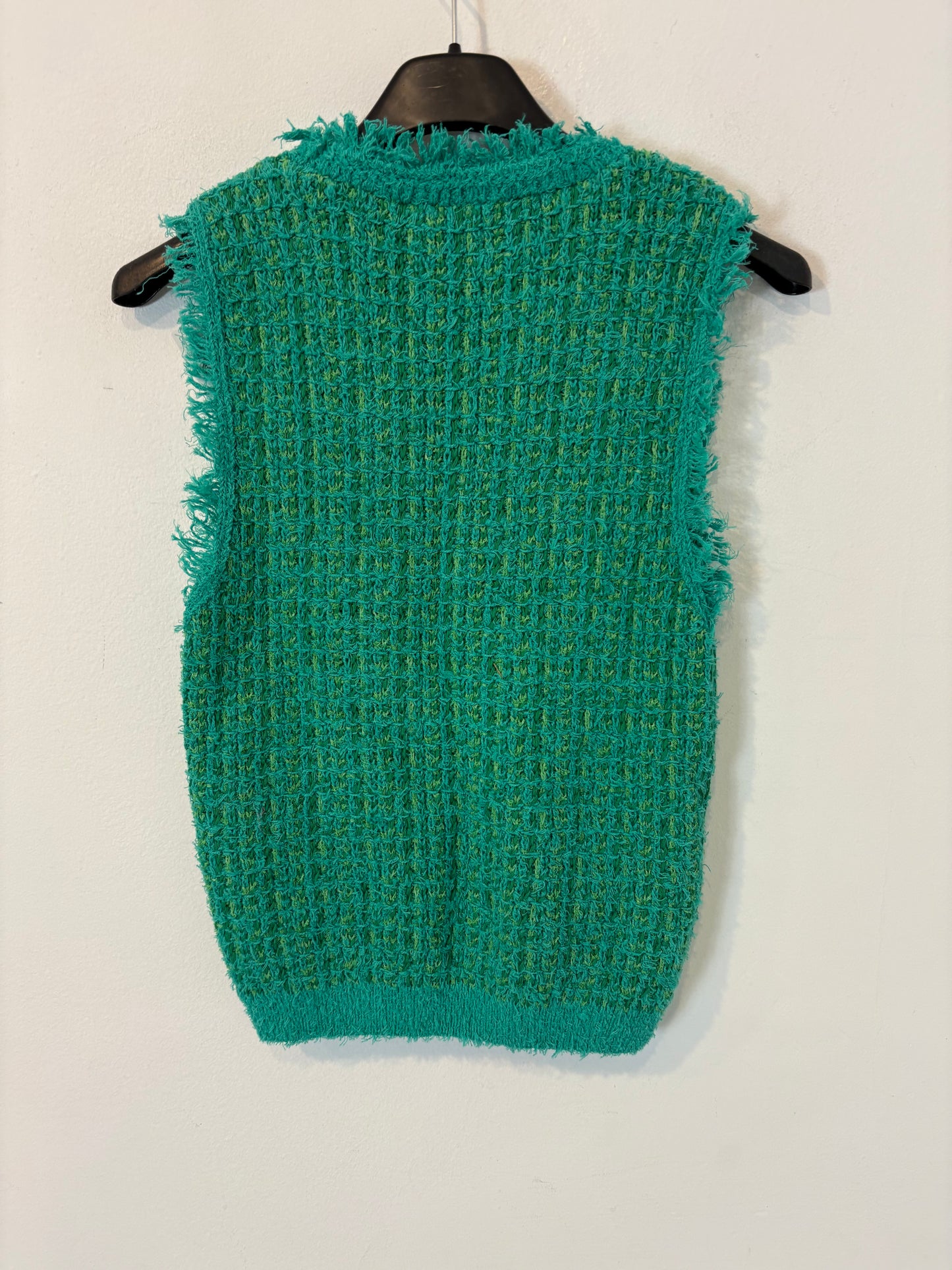 MANGO. Green tweed top. Size XS