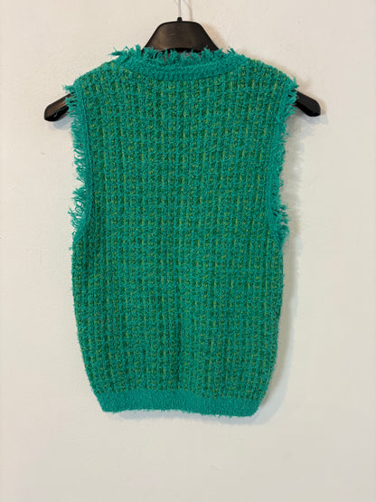 MANGO. Green tweed top. Size XS