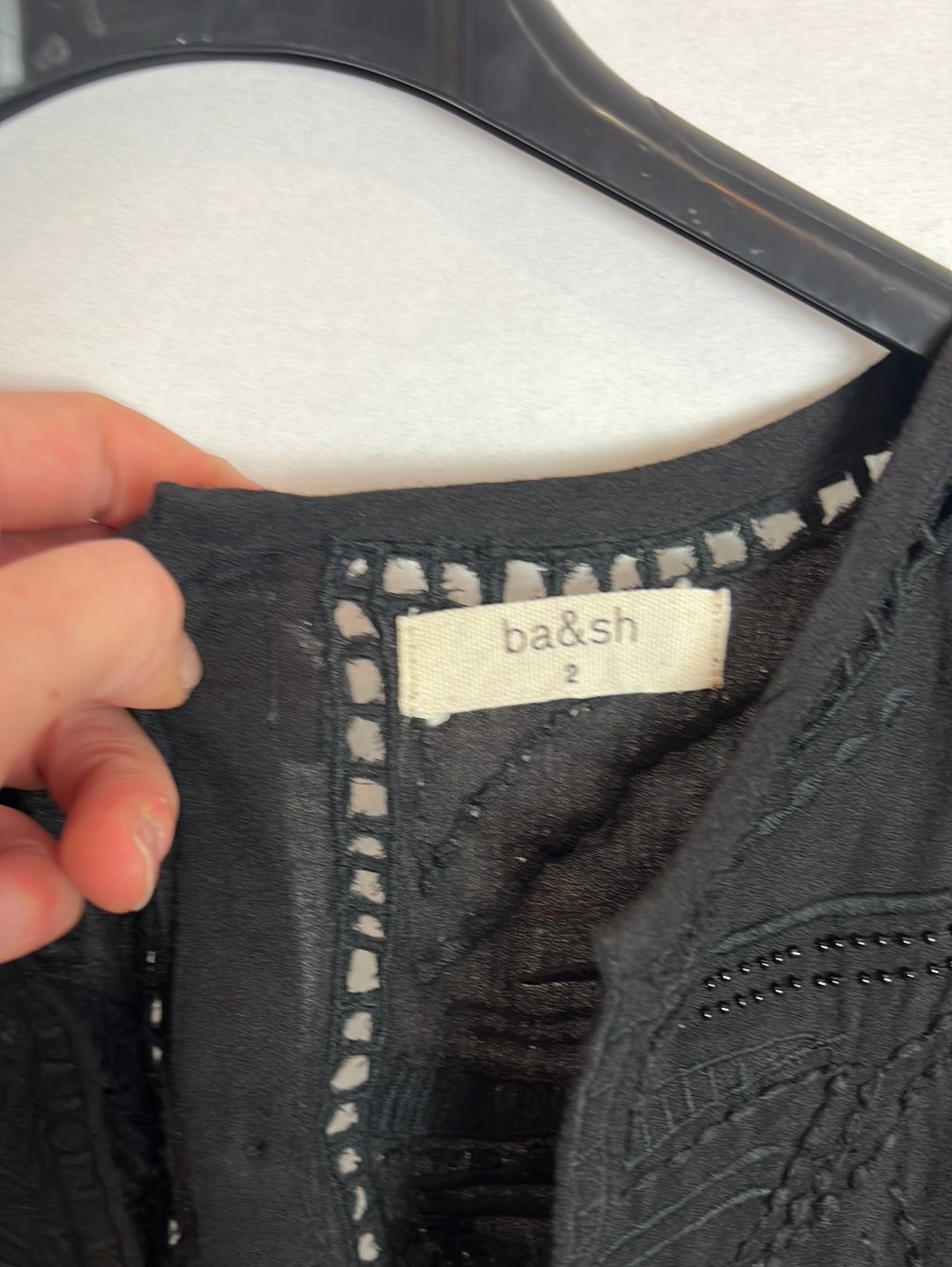 BA&amp;SH. Black die-cut blouse with rhinestones. Size 2(M)