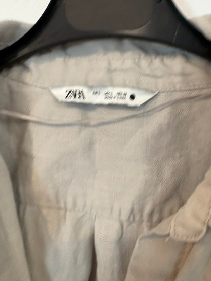 ZARA. Camisa lino gris claro