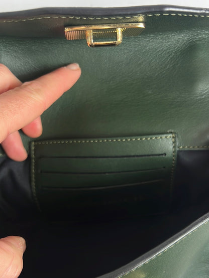 SANDRA FRECKLED. Green leather mini bag