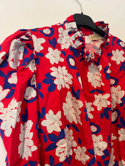 MAISON SHANGAI. Blusa roja estampada seda