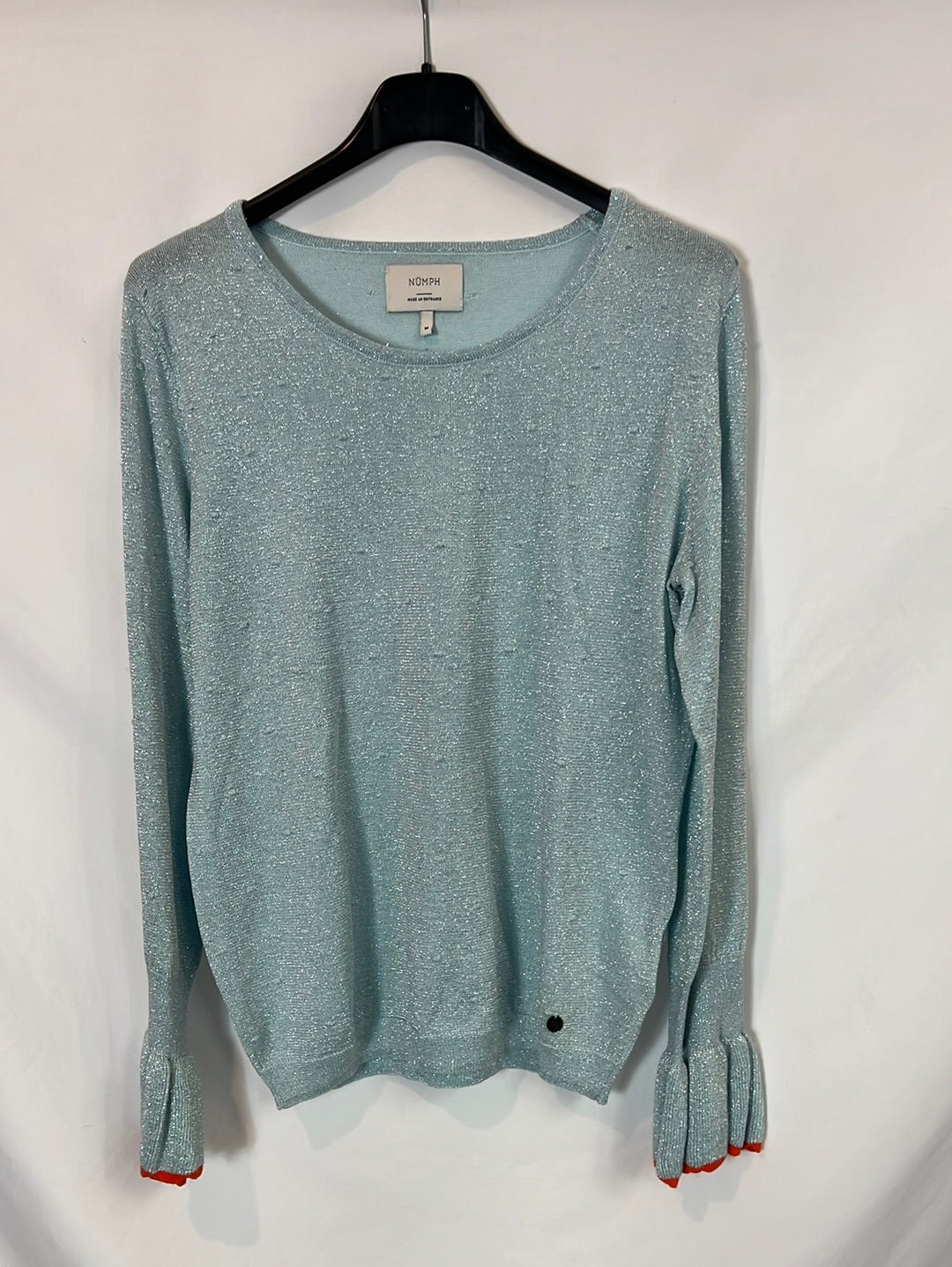 NÜMPH. Top azul hilos brillo  T.m