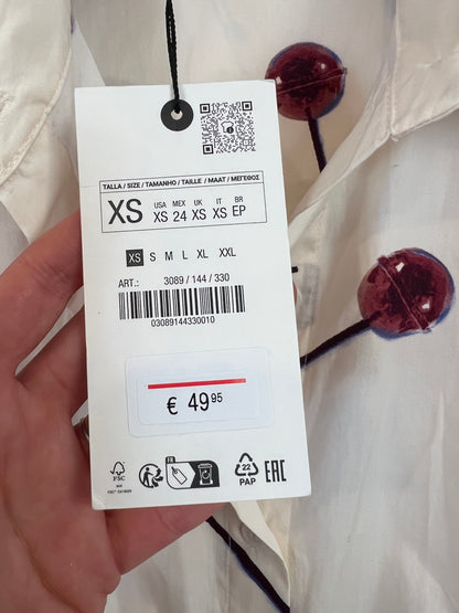 ZARA. Printed beige dress. Size XS