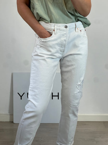 CITIZENS OF HUMANITY. Denim blanco recto abotonado rotos. T 30 (40)