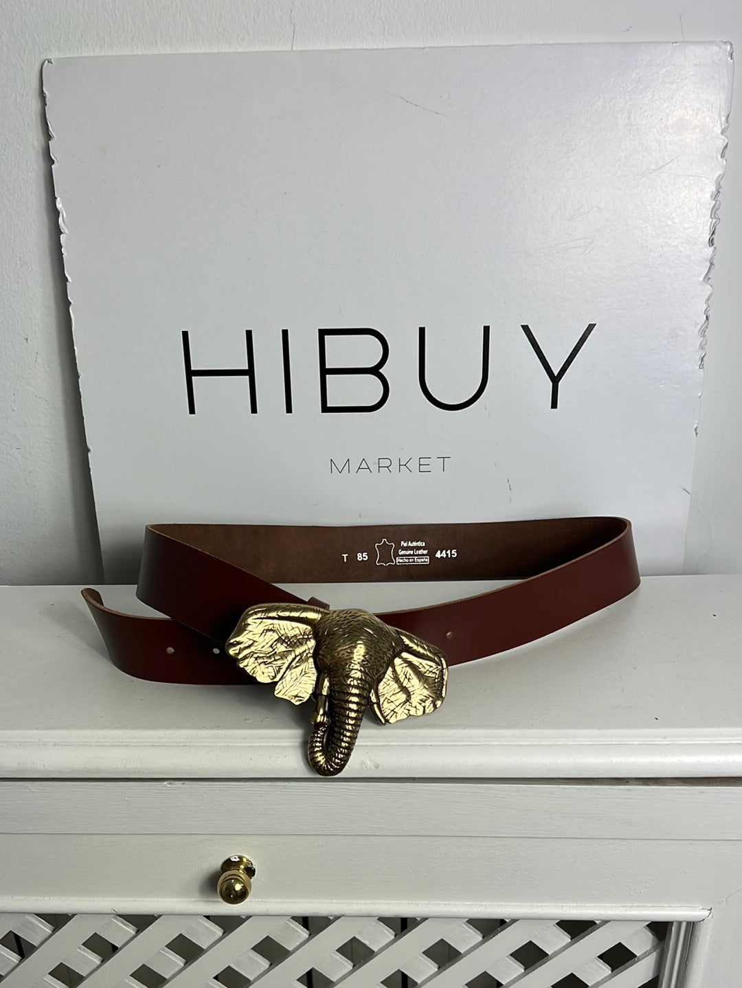 OTRAS. Cinturón piel marrón hebilla elefante. T 85