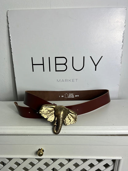 OTRAS. Cinturón piel marrón hebilla elefante. T 85