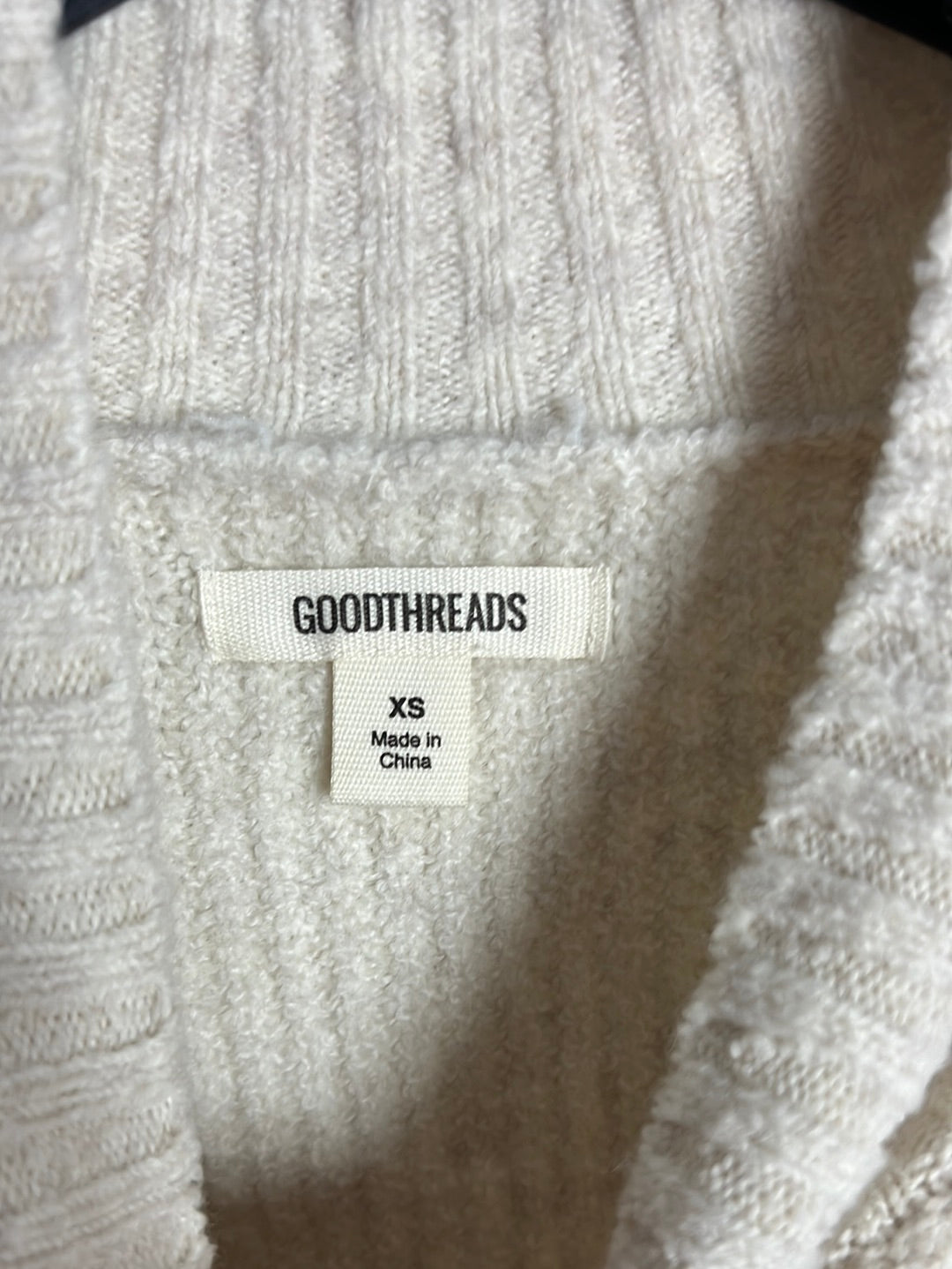 GOODTREAHDS. Jersey beige canalé. T XS (S)